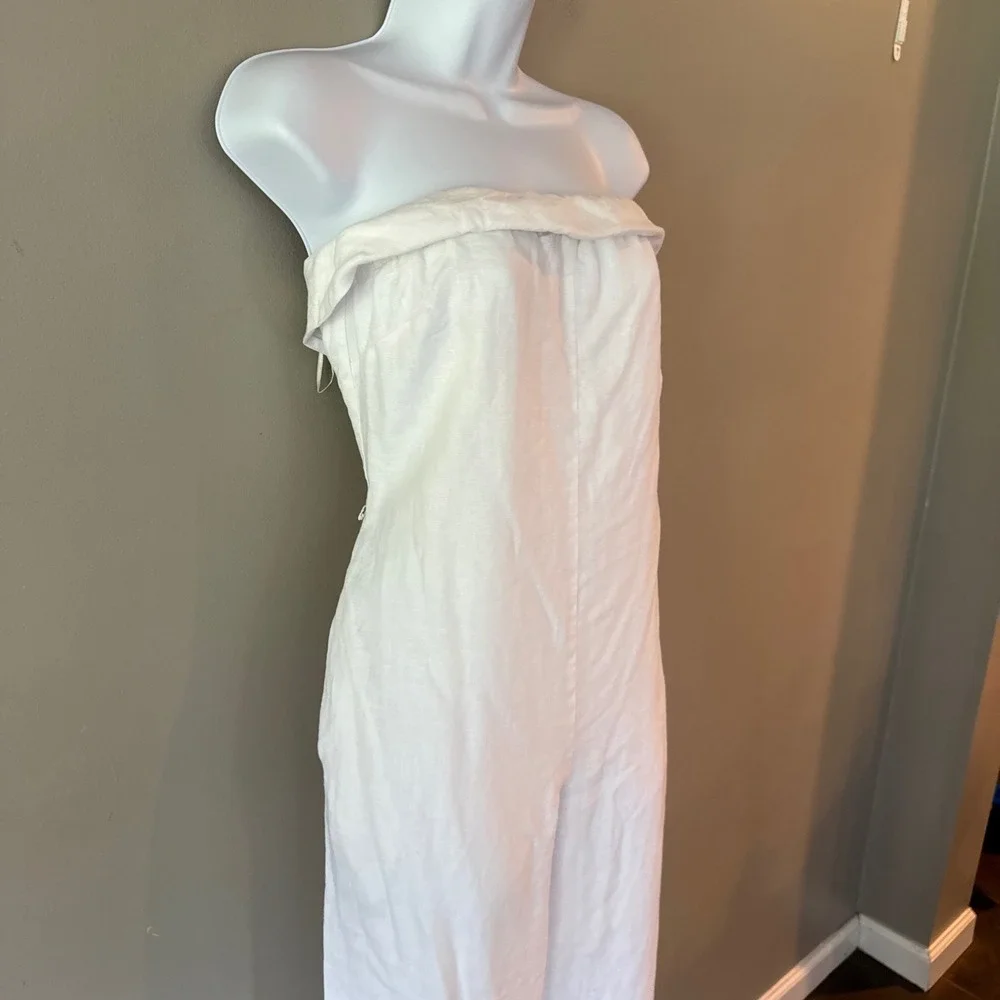 Reformation Taylor Linen Jumpsuit Strapless White Missing Belt Sz 4 Euro Summer